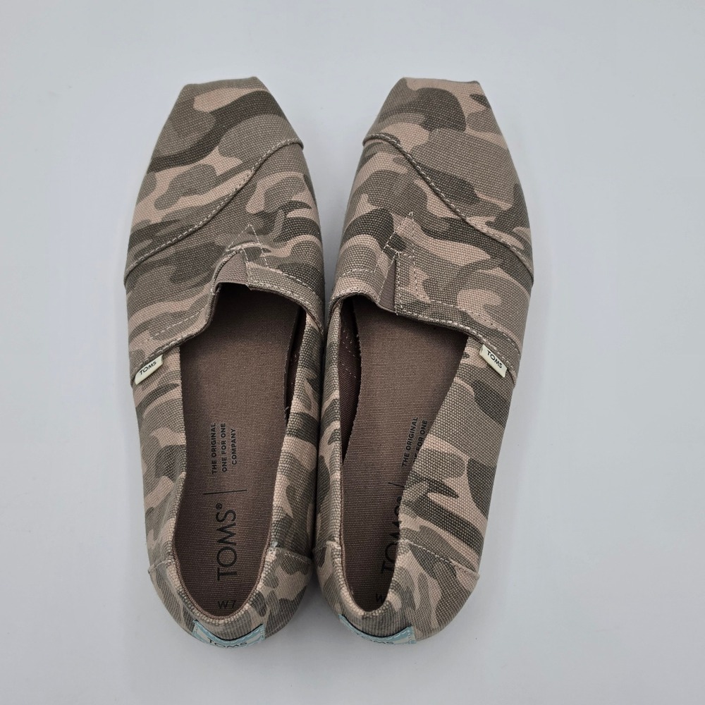 TOMS Alpargata Slip On Womens 7 Camo Excellent Canvas Flat Shoes